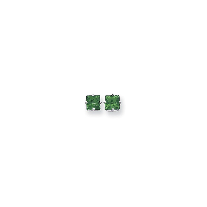 14k White Gold 6mm Princess Cut Mount St. Helens Earrings