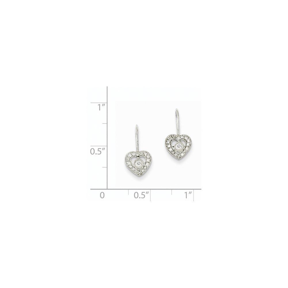 14k White Gold Real Diamond Heart Earrings