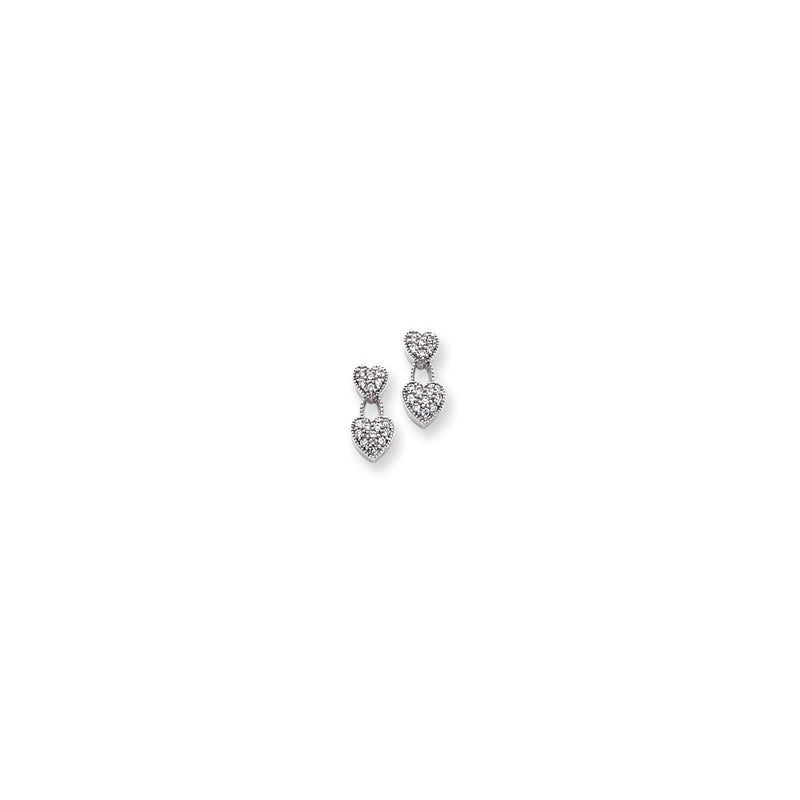 14k White Gold Real Diamond Heart Earrings
