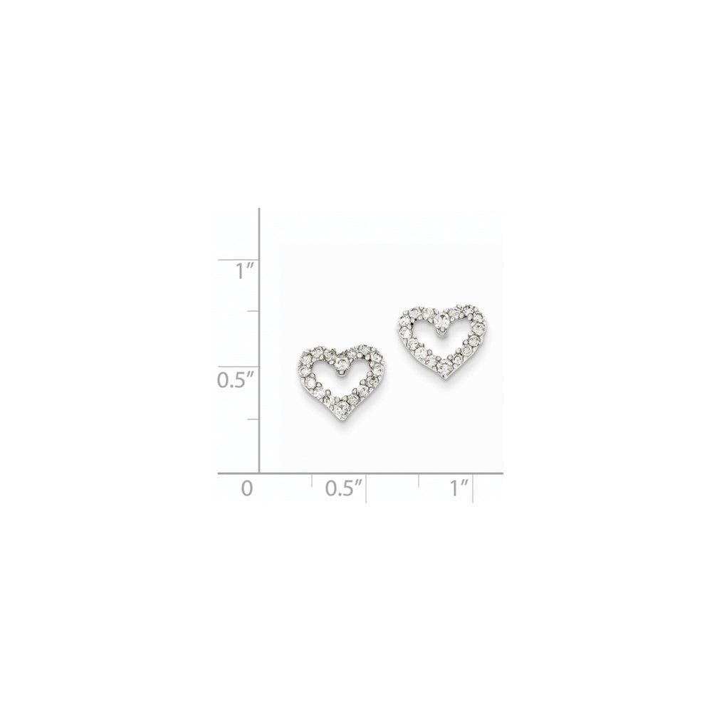 14k White Gold Real Diamond Heart Earrings