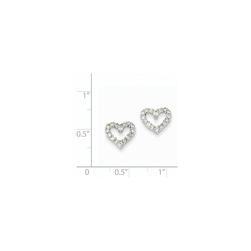 14k White Gold Real Diamond Heart Earrings
