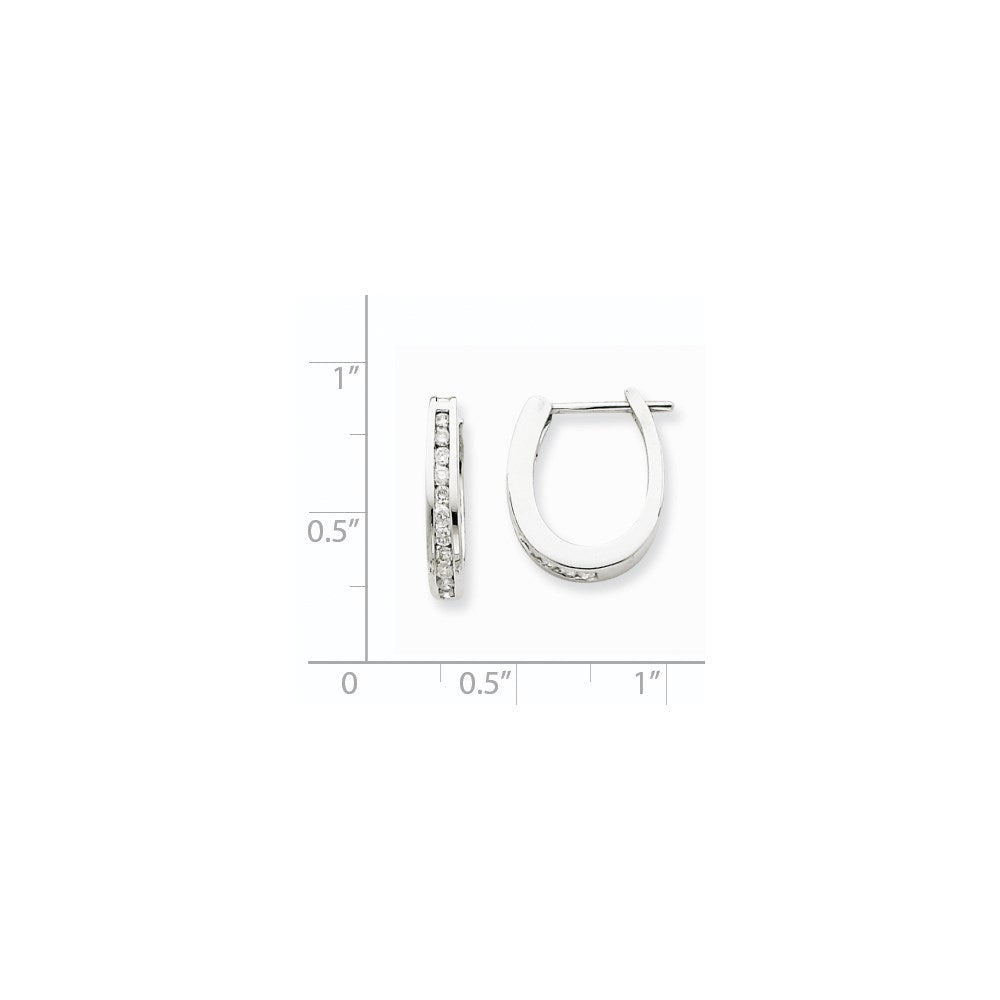 14k White Gold Real Diamond Hoop Earrings