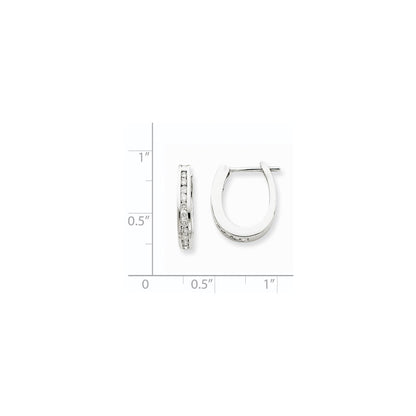 14k White Gold Real Diamond Hoop Earrings