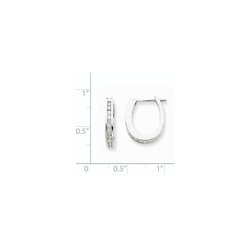 14k White Gold Real Diamond Hoop Earrings