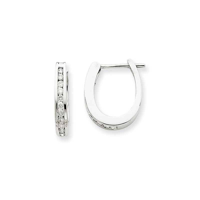 14k White Gold Real Diamond Hoop Earrings