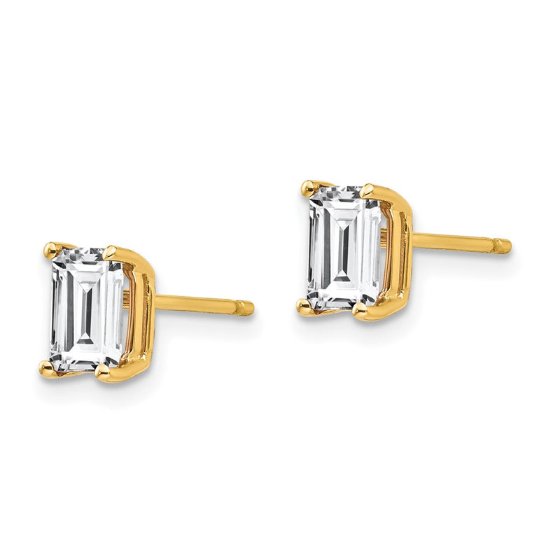 14k Yellow Gold 6x4mm Radiant Cut Cubic Zirconia Earrings