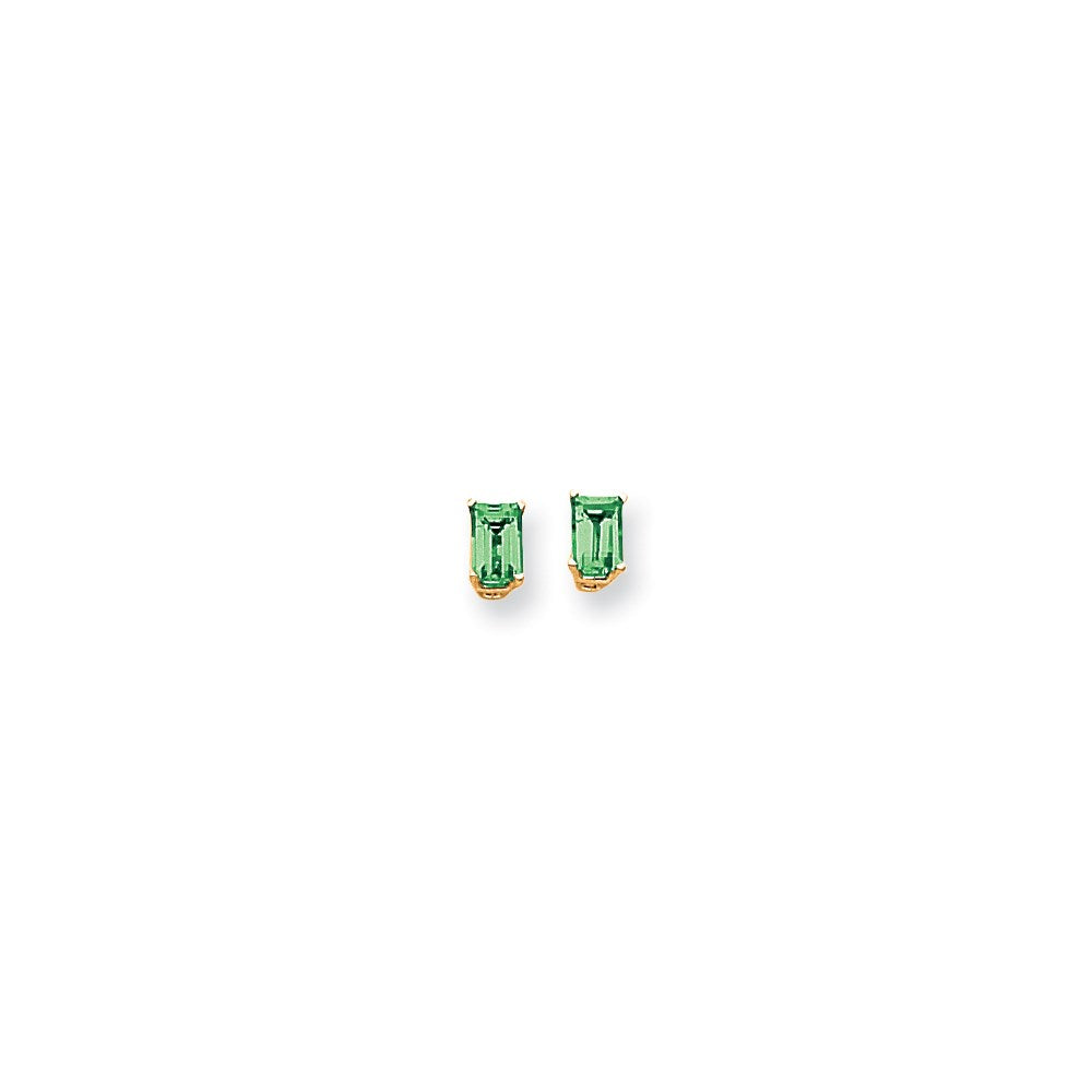 14k Yellow Gold 6x4mm Emerald Cut Emerald Earrings