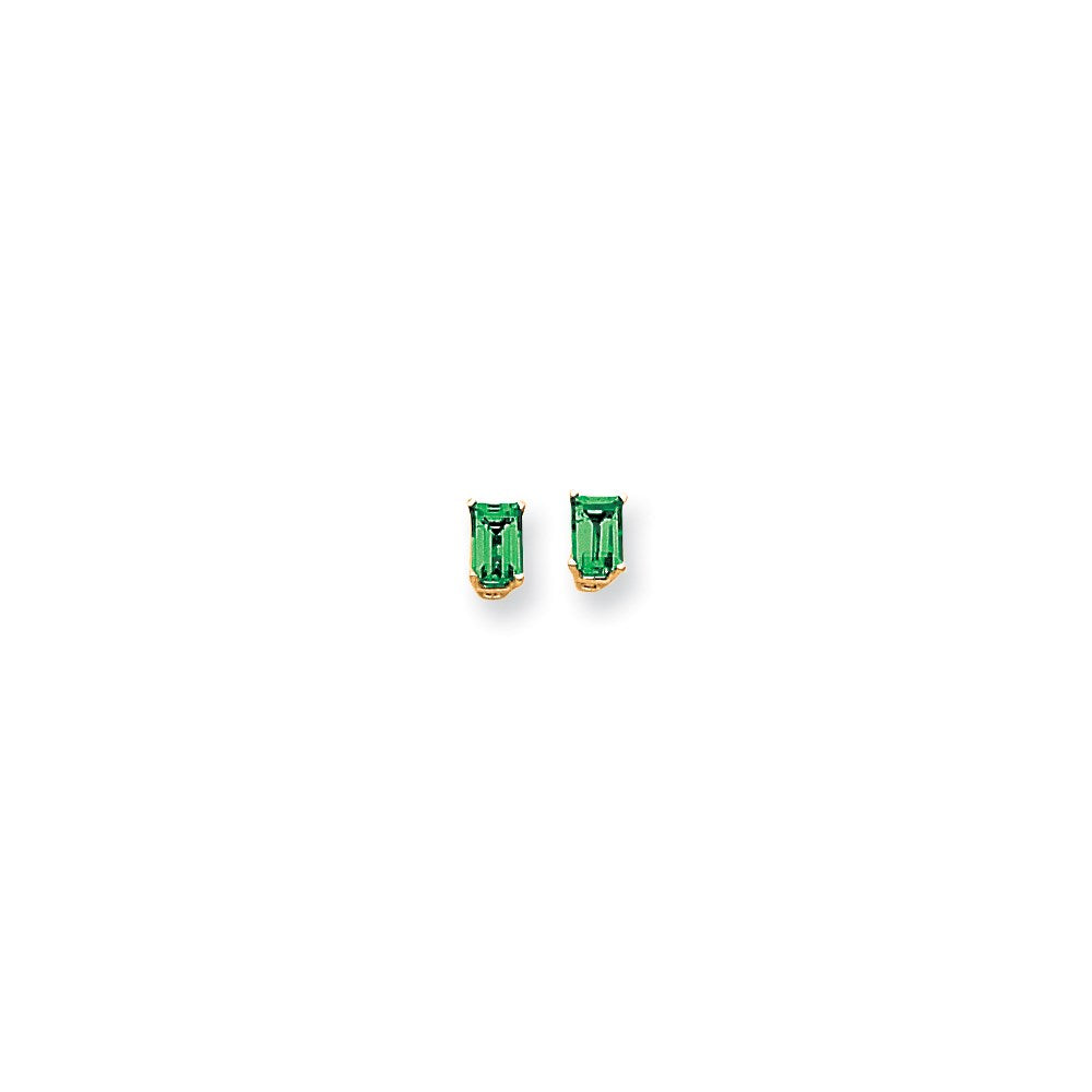 14k Yellow Gold 6x4mm Emerald Cut Mount St. Helens Earrings