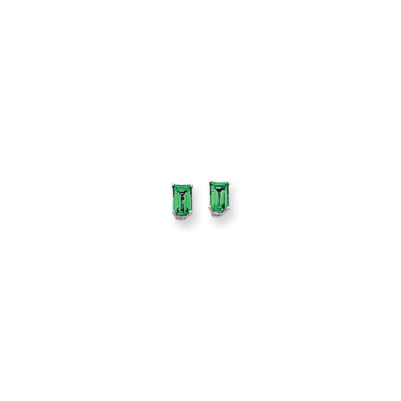 14k White Gold 6x4mm Emerald Cut Mount St. Helens Earrings