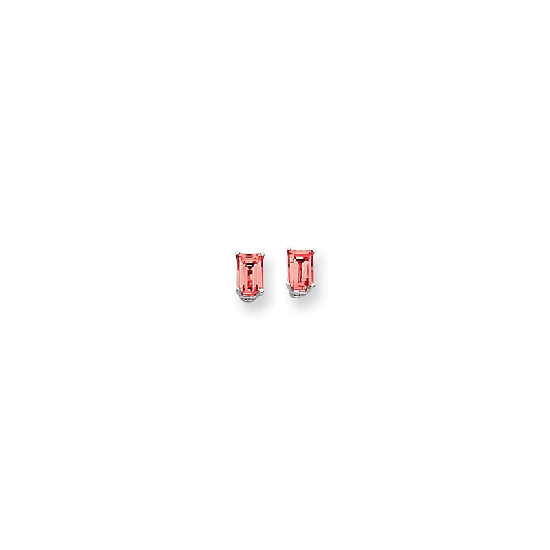 14k White Gold 6x4mm Emerald Cut Ruby Earrings