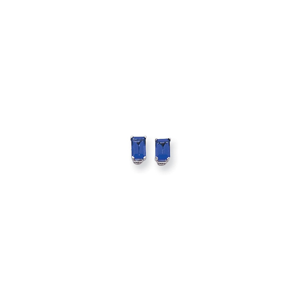 14k White Gold 6x4mm Emerald Cut Tsavorite Earrings XE65WTV