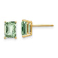 14k Yellow Gold 7x5 Octagon Checker-Cut Green Quartz Earrings