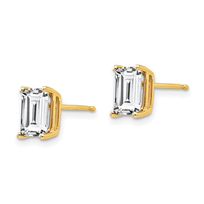 14k Yellow Gold 7x5mm Radiant Cut Cubic Zirconia Earrings