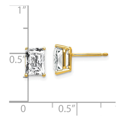 14k Yellow Gold 7x5mm Radiant Cut Cubic Zirconia Earrings