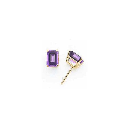 14k Yellow Gold 7x5mm Emerald Cut Tsavorite Earrings