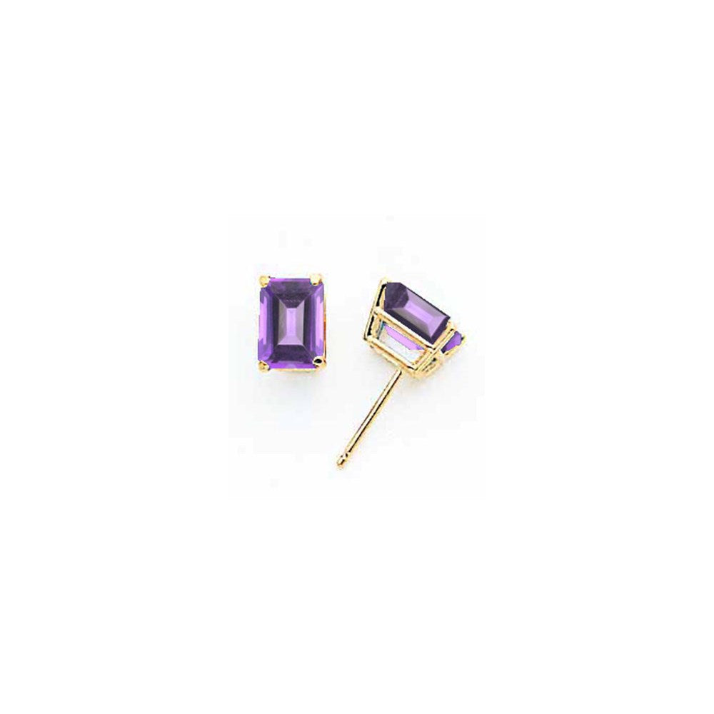 14k Yellow Gold 6x4mm Emerald Cut Tsavorite Earrings