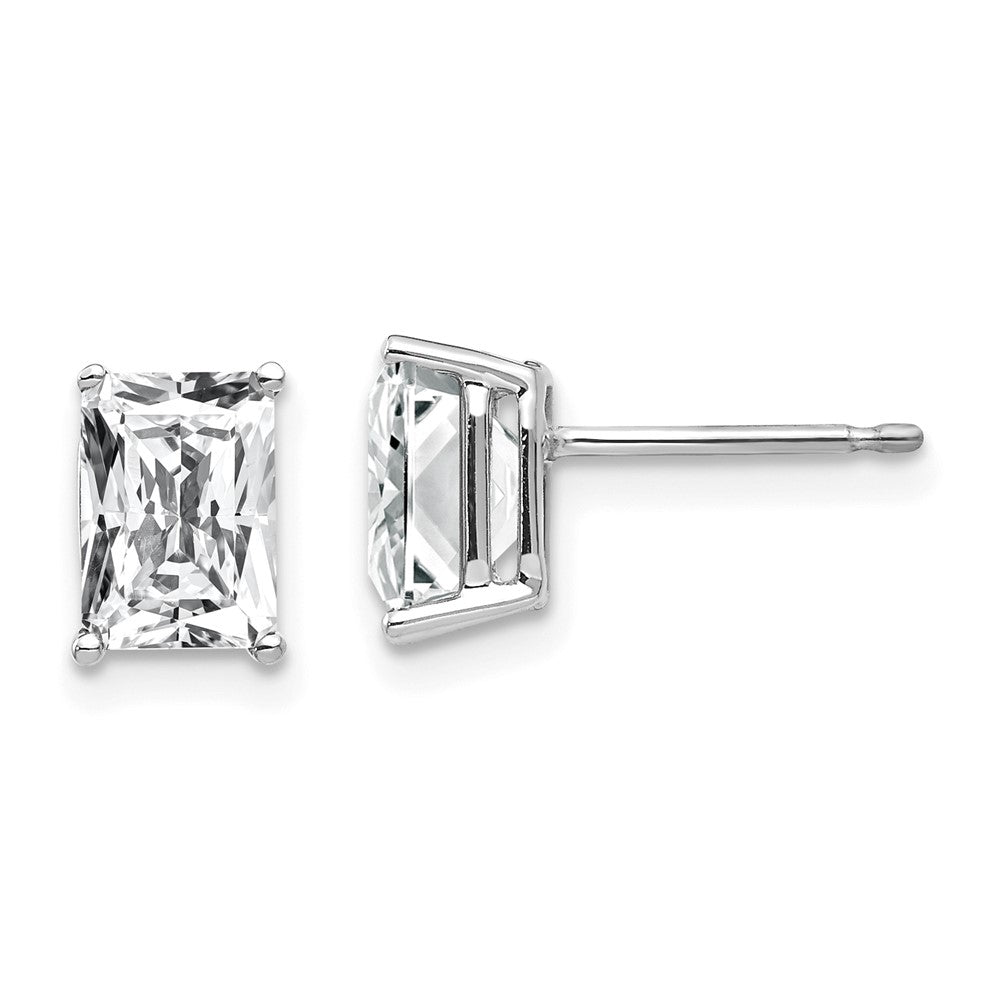 14k White Gold 7x5mm Radiant Cut Cubic Zirconia Earrings