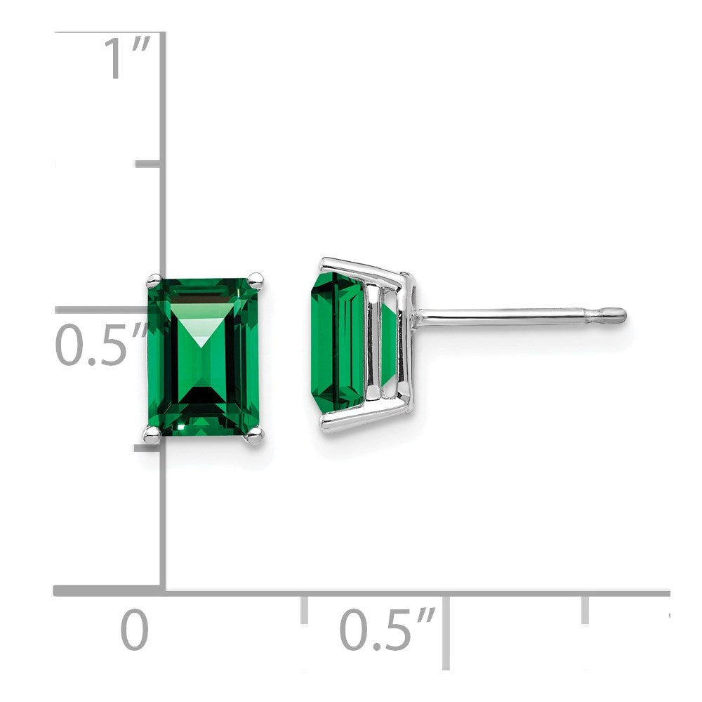 14k White Gold 7x5mm Emerald Cut Mount St. Helens Earrings