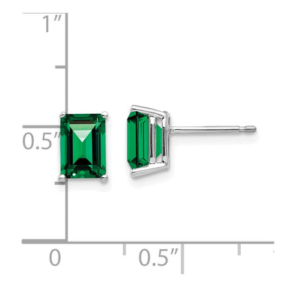 14k White Gold 7x5mm Emerald Cut Mount St. Helens Earrings