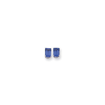 14k White Gold 7x5mm Emerald Cut Tsavorite Earrings