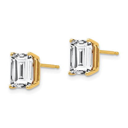 14k Yellow Gold 8x6mm Radiant Cut Cubic Zirconia Earrings
