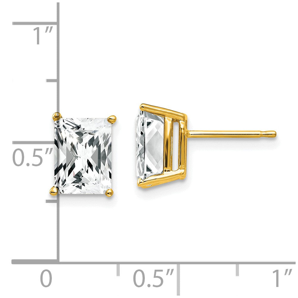 14k Yellow Gold 8x6mm Radiant Cut Cubic Zirconia Earrings