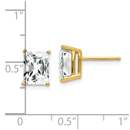 14k Yellow Gold 8x6mm Radiant Cut Cubic Zirconia Earrings