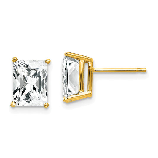 14k Yellow Gold 8x6mm Radiant Cut Cubic Zirconia Earrings