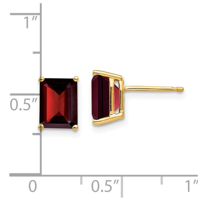 14k Yellow Gold 8x6mm Garnet Earrings