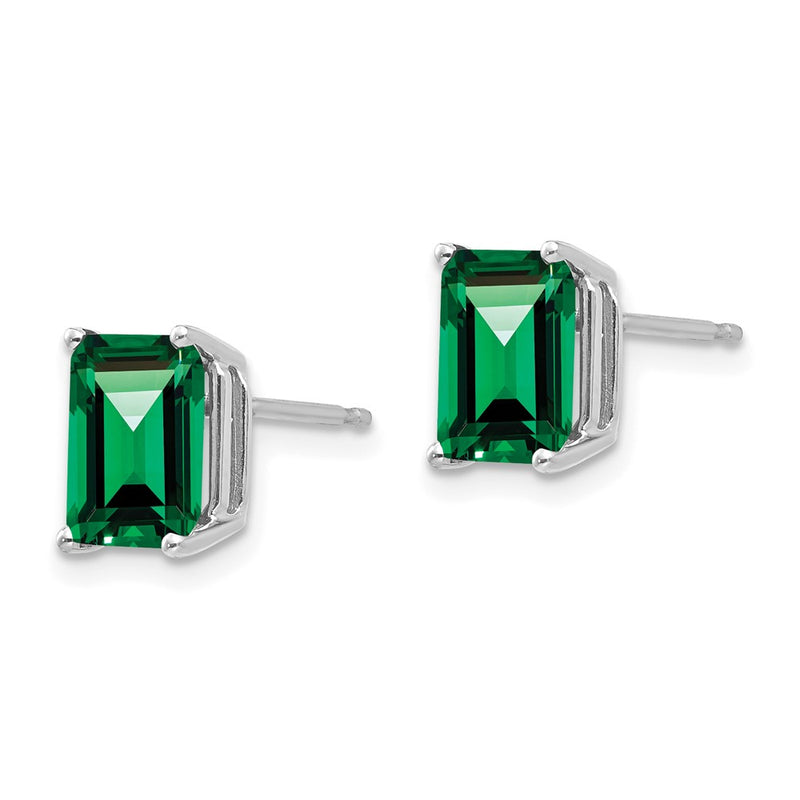 14k Yellow Gold Mount St. Helens Emerald Stud Earrings