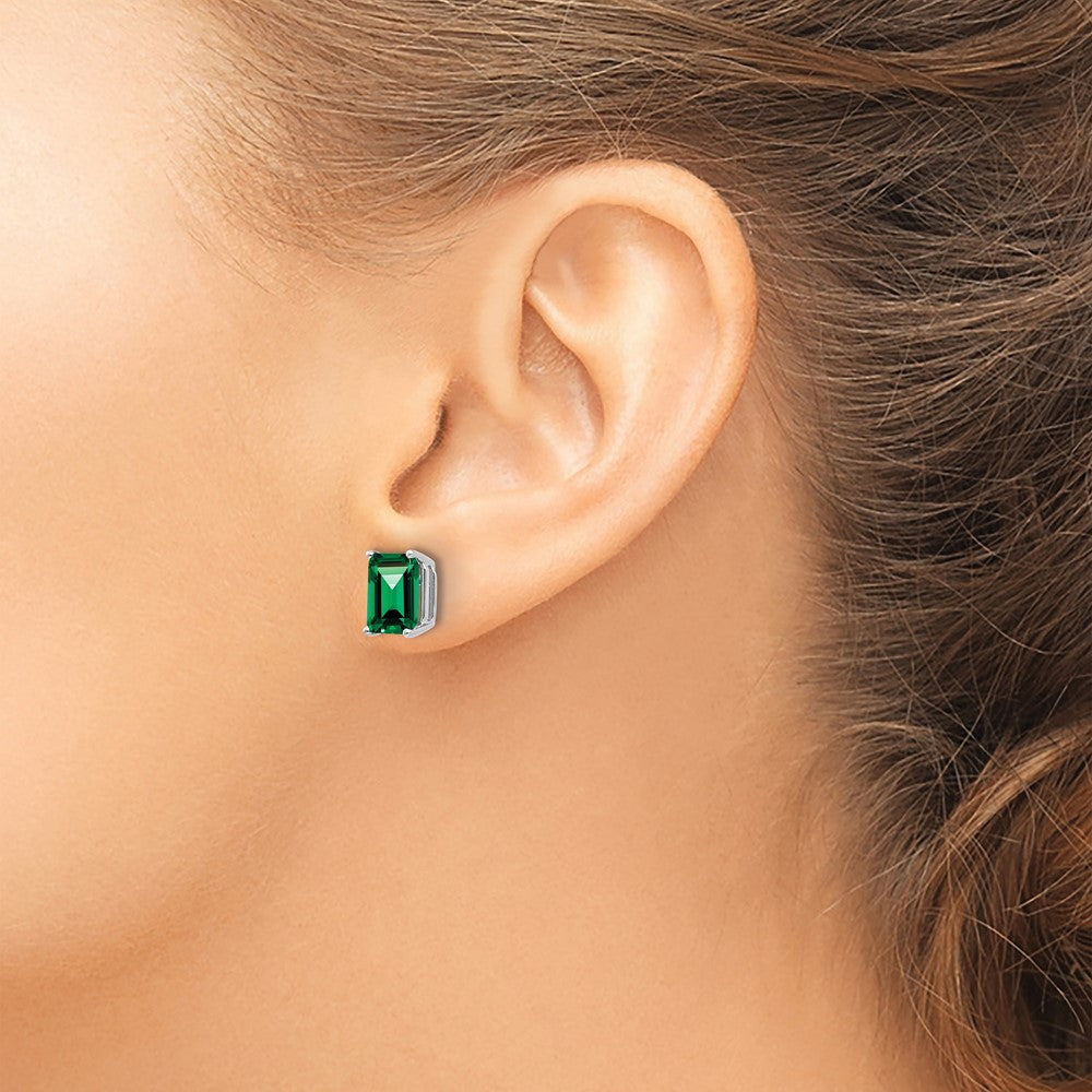 14k Yellow Gold Mount St. Helens Emerald Stud Earrings
