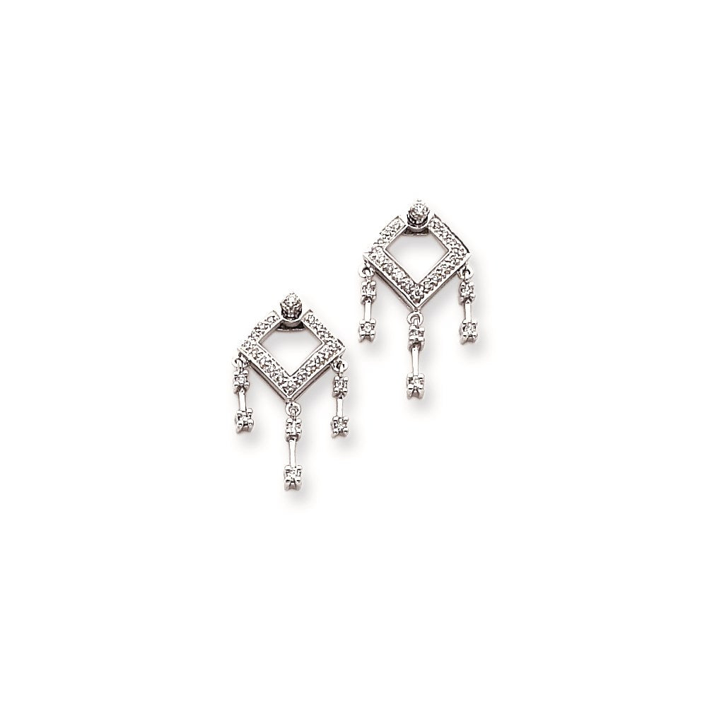 14k White Gold Vintage Real Diamond Dangle Earrings