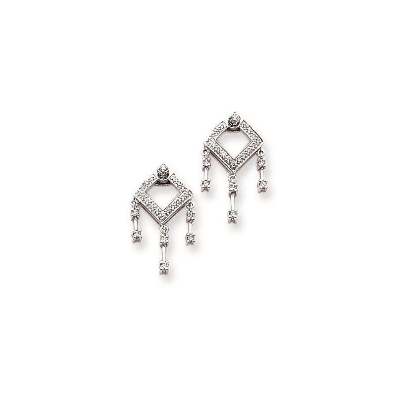 14k White Gold Vintage Real Diamond Dangle Earrings