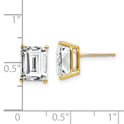 14k Yellow Gold 9x7mm Emerald Cut Cubic Zirconia Earrings