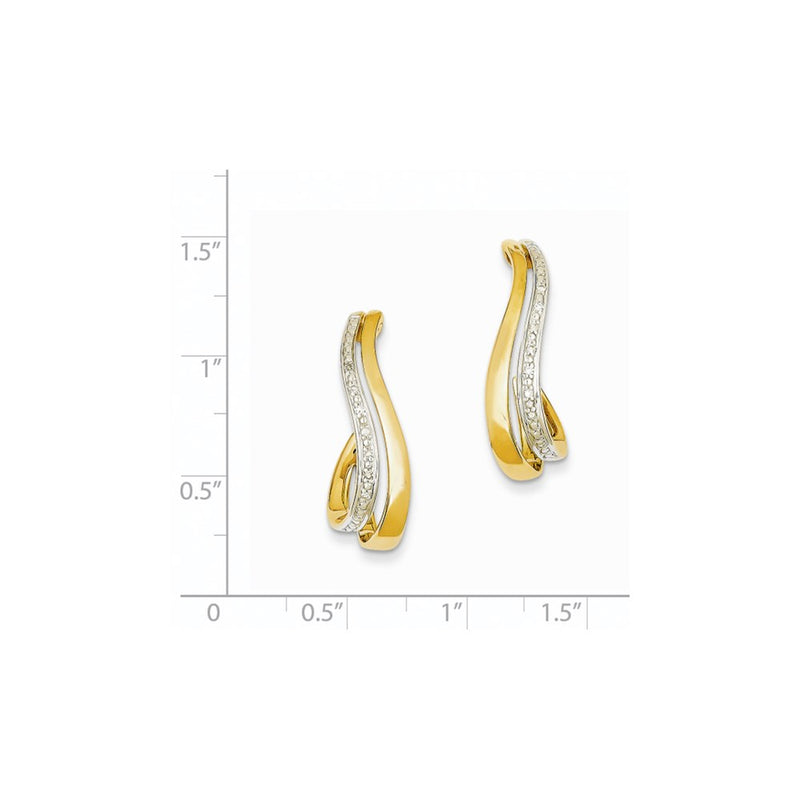 14k Yellow Gold Rhodium Real Diamond Earrings