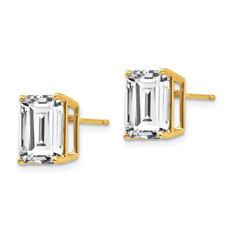 14k Yellow Gold 10x8mm Emerald Cut Cubic Zirconia Earrings