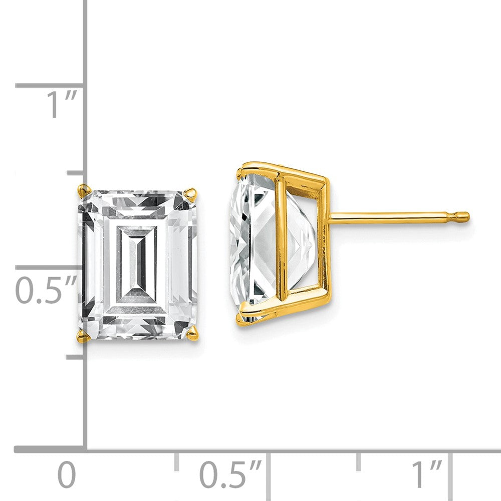 14k Yellow Gold 10x8mm Emerald Cut Cubic Zirconia Earrings