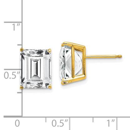 14k Yellow Gold 10x8mm Emerald Cut Cubic Zirconia Earrings