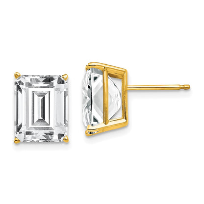 14k Yellow Gold 10x8mm Emerald Cut Cubic Zirconia Earrings