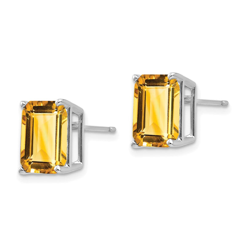 14k Yellow Gold Emerald Cut Citrine stud Earrings