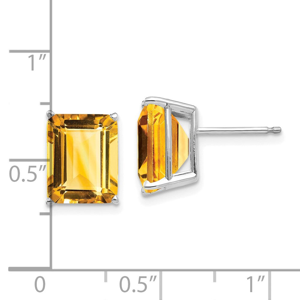 14k Yellow Gold Emerald Cut Citrine stud Earrings