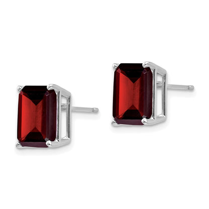 14k Yellow Gold Emerald Cut Garnet Stud Earrings