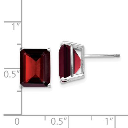 14k Yellow Gold Emerald Cut Garnet Stud Earrings