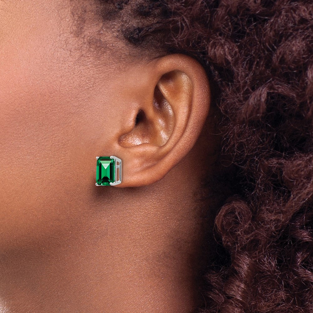 14k Yellow Gold Emerald Cut Mount St. Helens Stud Earrings