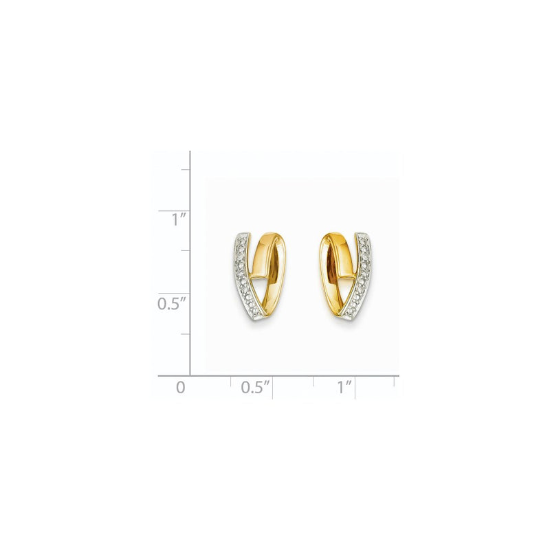 14k Yellow Gold Rhodium Real Diamond Earrings
