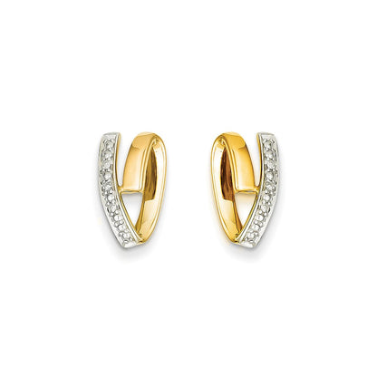 14k Yellow Gold Rhodium Real Diamond Earrings