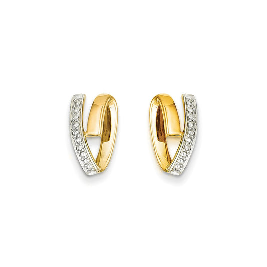 14k Yellow Gold Rhodium Real Diamond Earrings