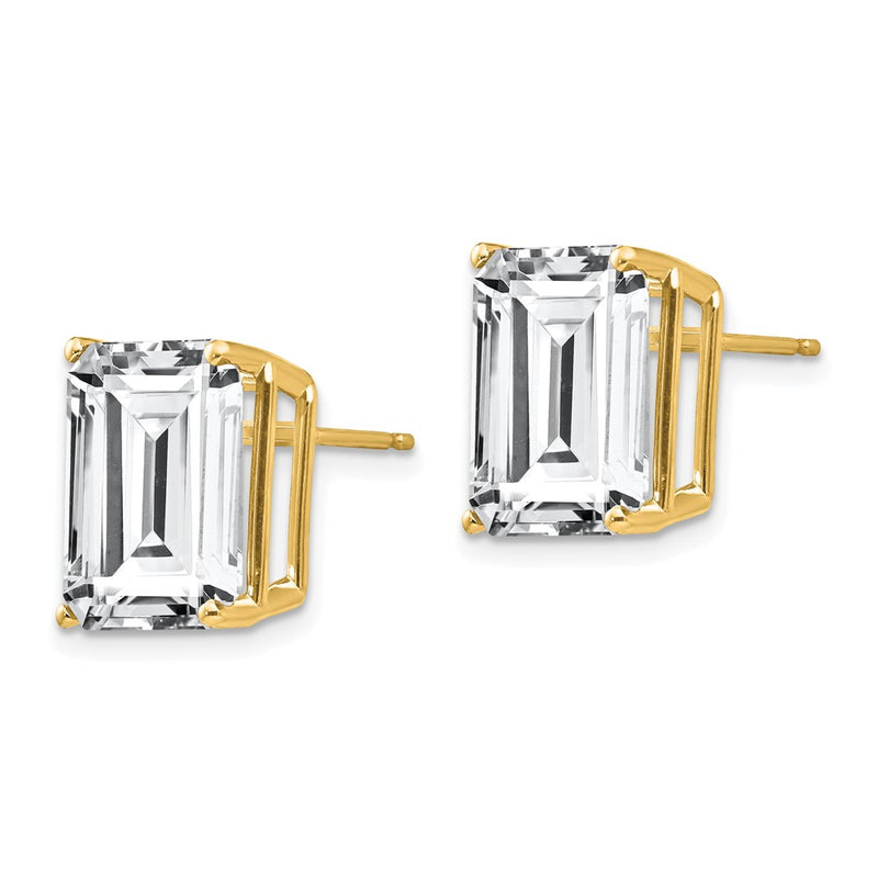 14k Yellow Gold 12x10mm Emerald Cut Cubic Zirconia Earrings