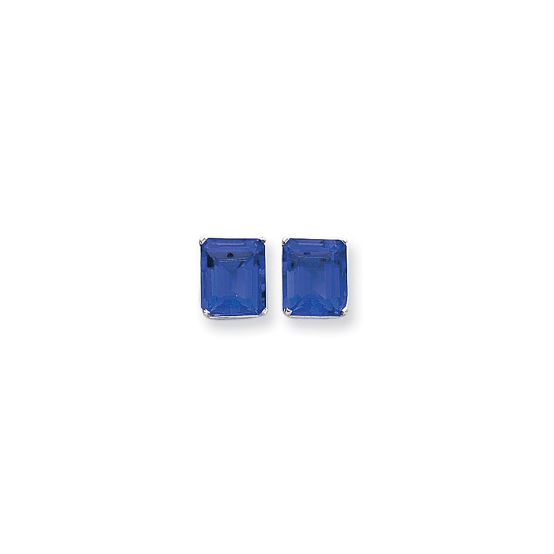14k White Gold 12x10mm Emerald Cut Tsavorite Earrings