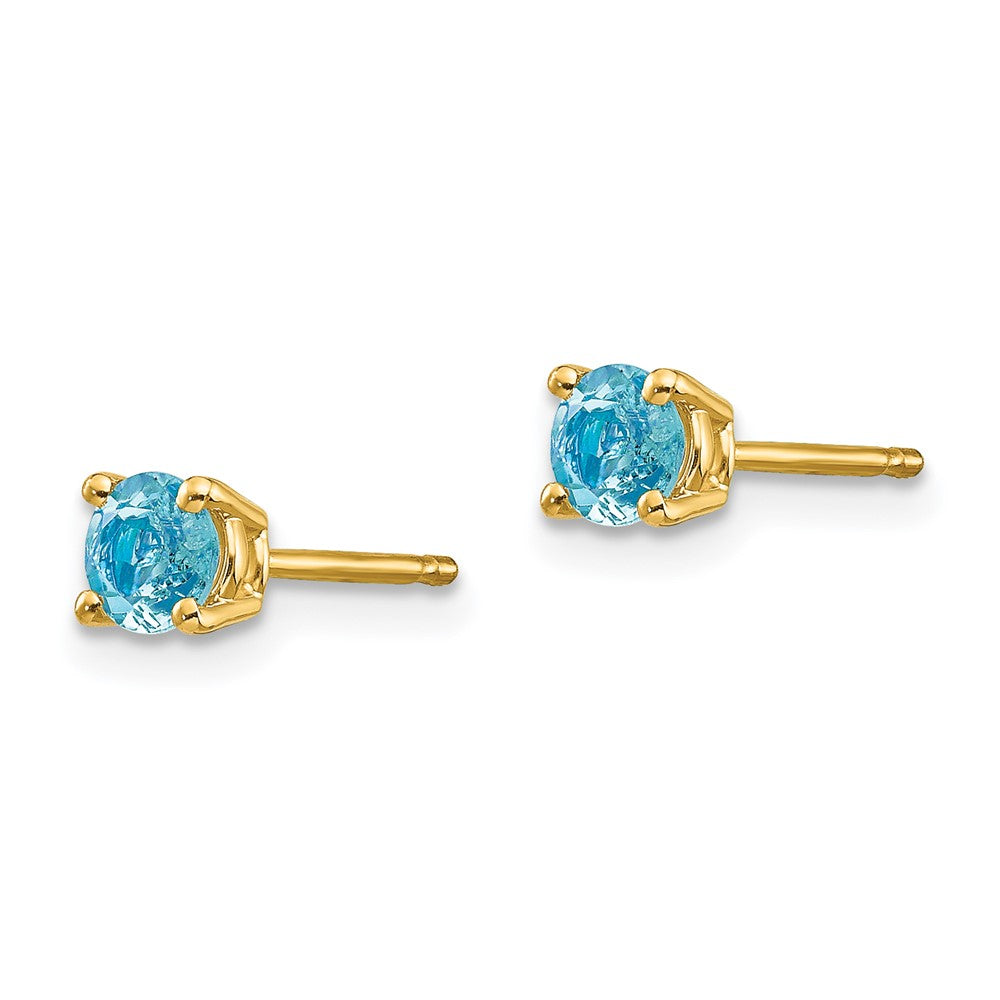 14k Yellow Gold Aquamarine Post Earrings
